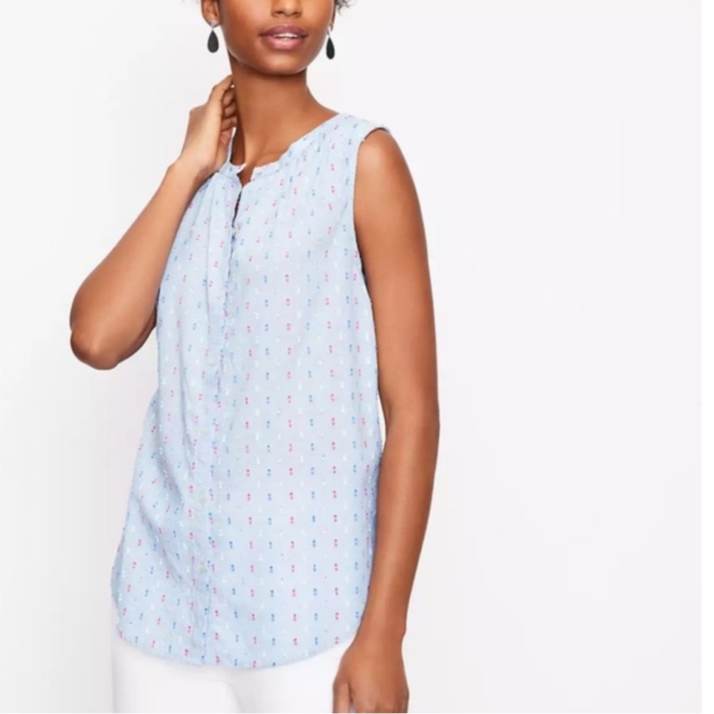 LOFT Light Blue Sleeveless Blouse Size Medium
